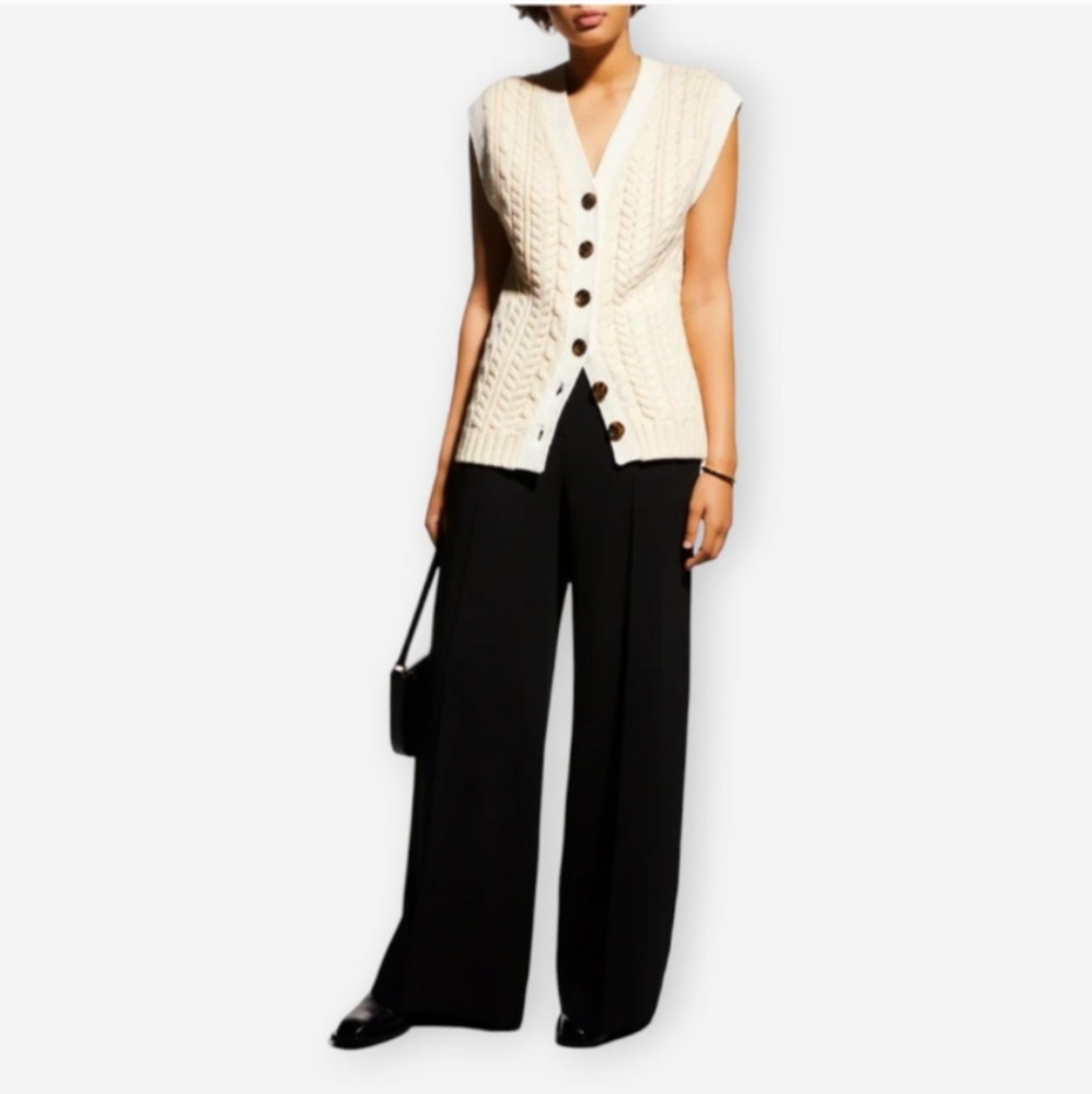 Rebecca Taylor Ivory Buttoned V-Neck Sweater